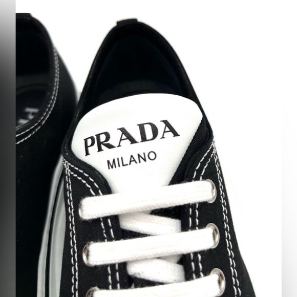 Prada Point-Toe Canvas Sneakers - Picture 2 of 8